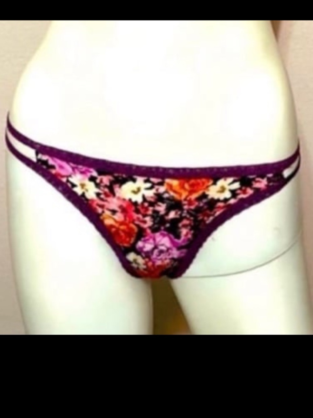 Floral Strappy Bikini Brief - Purple Floral Print